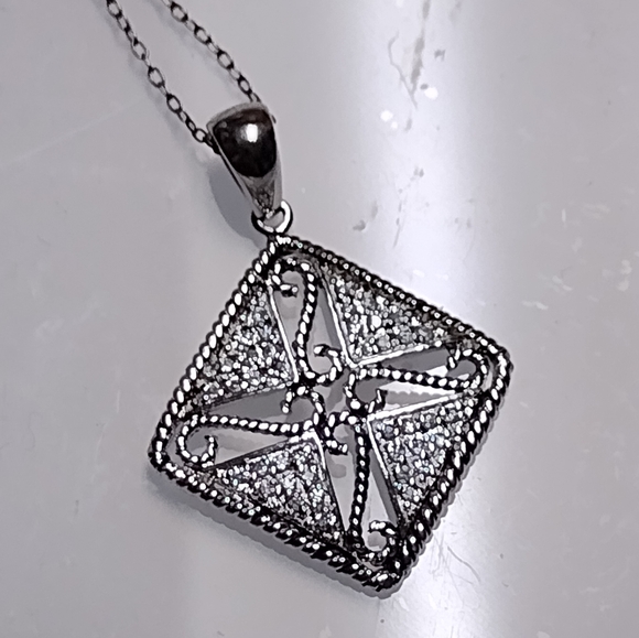 NWOT Sterling silver and diamond necklace - Picture 7 of 8